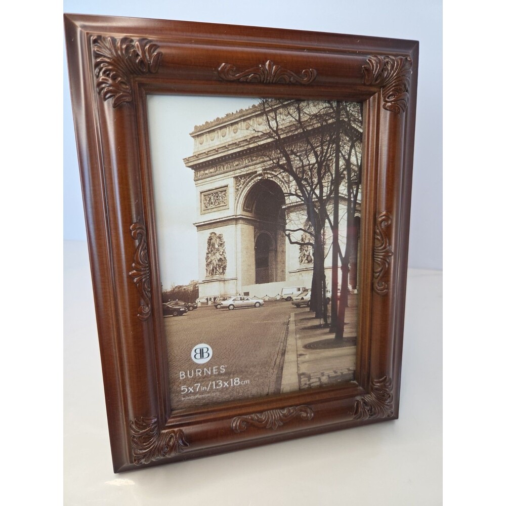 Vintage Burnes of Boston Dark Cherry Wood Picture Frame for 5" X 7" Photo NEW